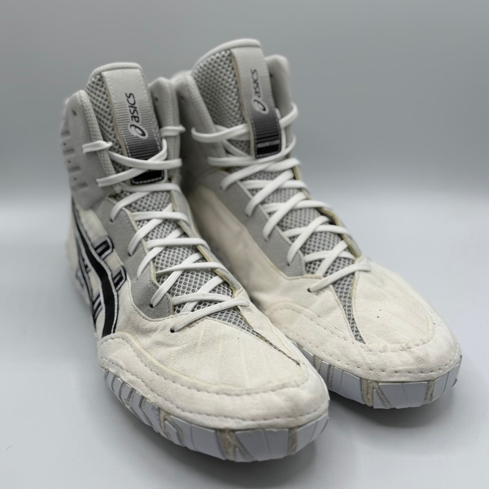 ASICS Aggressor 4 Elite Combat Mat Shoes White Black Grey Mens Size 13